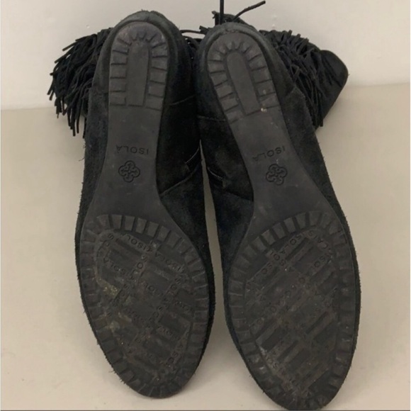 Isola Tavora Fringe Women’s Knee-high Wedge Boot Black Suede size 7.5 M - Picture 6 of 8